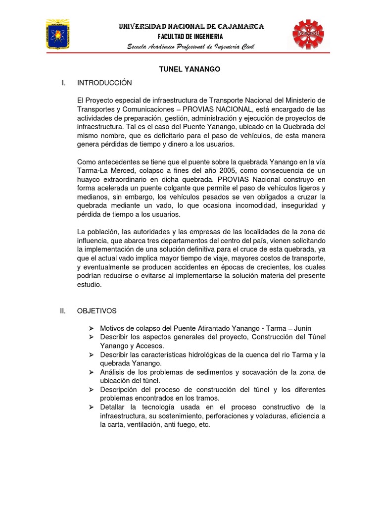 Construcción del Túnel Yanango en Perú | PDF | Túnel | Cuenca de drenaje