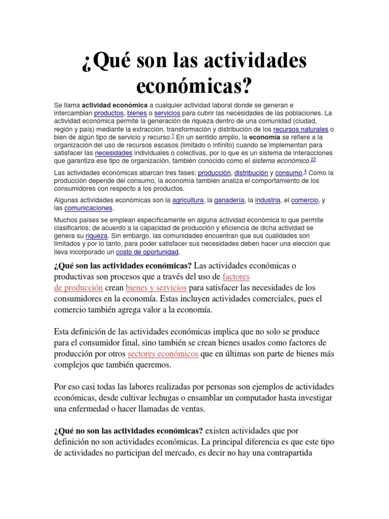 Definición y Clasificación de Actividades Económicas | PDF | México ...