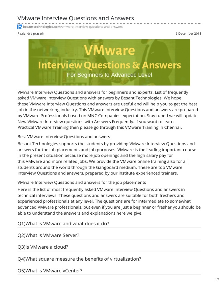 VMware Interview Questions and Answers | PDF | Virtual Machine | V Mware