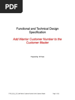 FTDS SD E 227 Add Warrior Customer Number To The Customer Master