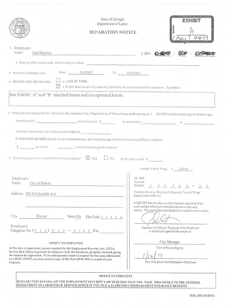 Ramirez Termination Documents | PDF