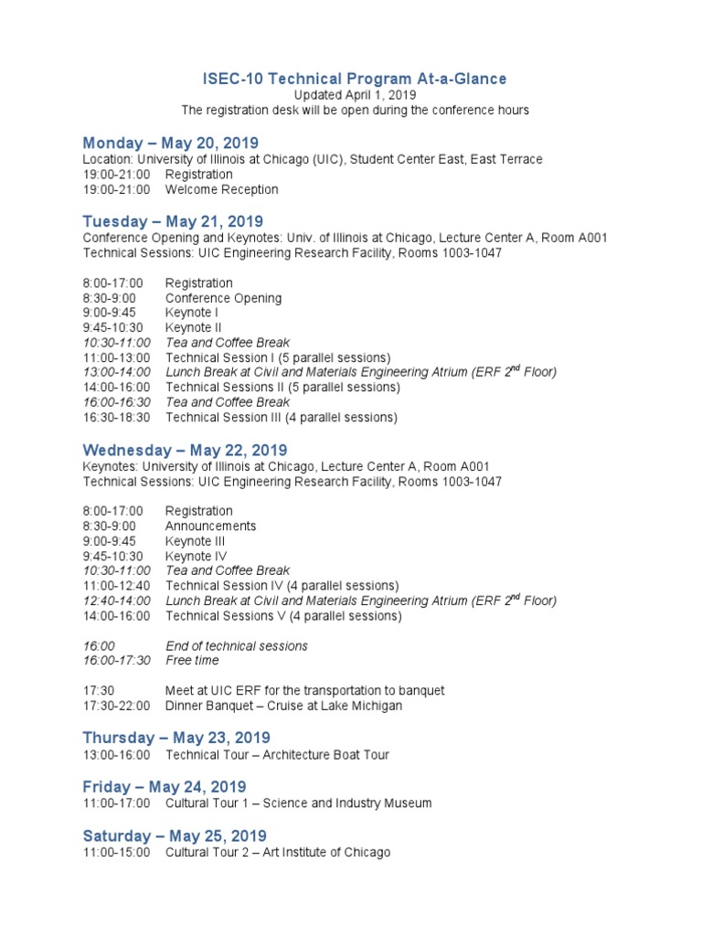 ISEC-10 Conference Schedule Overview | PDF | Social Science | Science ...