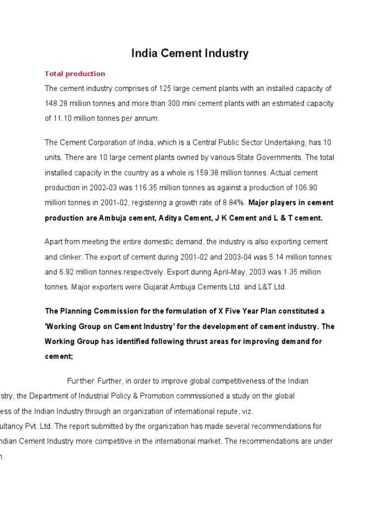 India Cement Industry | PDF | Swot Analysis | Cement