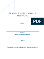 Trade of Heavy Vehicle Mechanic: Battery Construction & Maintenance