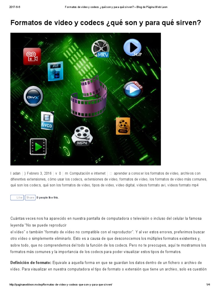 Formatos de video y codecs qu son y para qu sirven blog de p gina