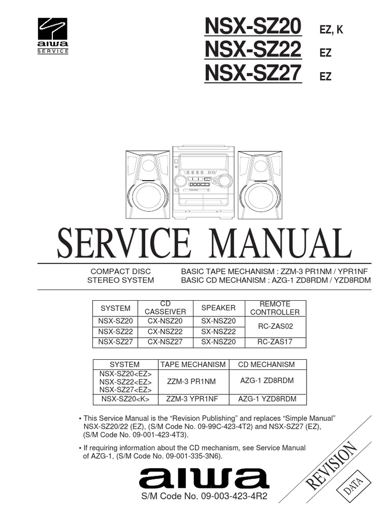 Télécommande AIWA RM-Z20020 D'occasion - Pour Chaînes Hi-Fi NSX-SZ20, SZ30, SZ40 - Fonctionne Bien