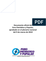DOCUMENTO DEL FORO PATRIÓTICO POPULAR 2019