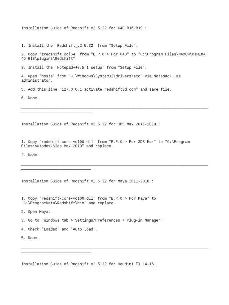 Redshift v2.5.32 Installation Guide | PDF | Computers | Technology ...