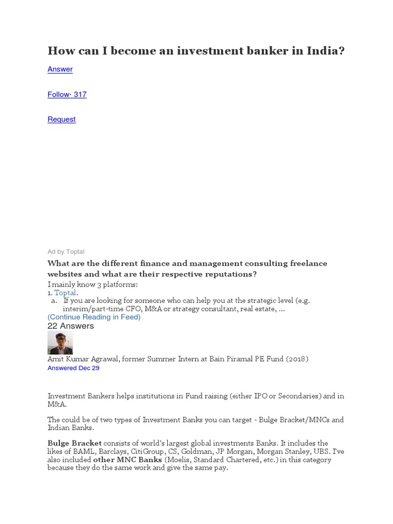 How Can I Become An Investment Banker In India Docx Investment Banking Banks