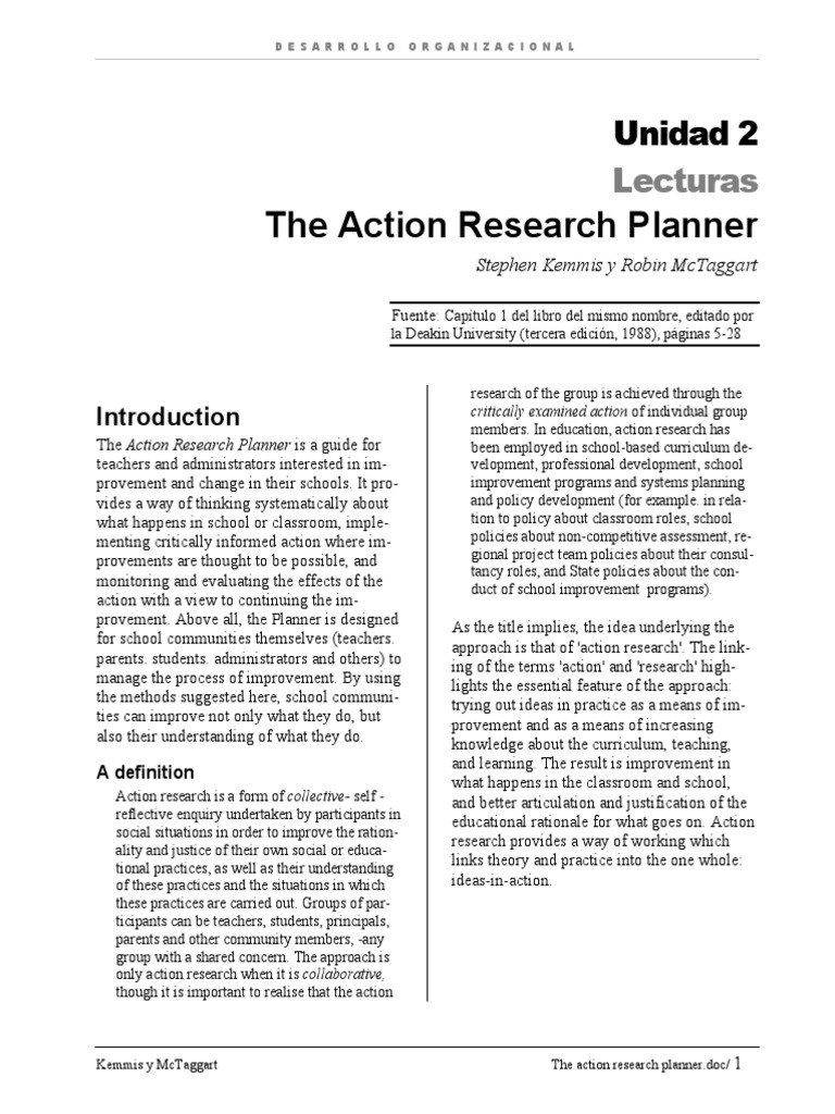 The Action Research Planner PDF Action Research Scientific Method