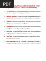 What Information Is Found in The FDD ? (FDD - Franchise Disclosure Document)