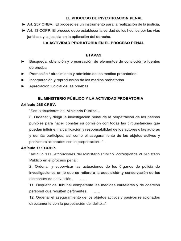 Actos de Investigación en el Proceso Penal | PDF | Procedimiento ...