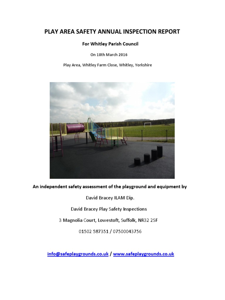 Whitley Play Area Safety Inspection Report | PDF | Playground | Risk