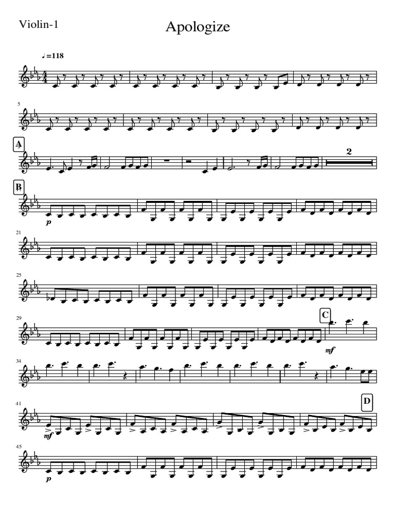 Apologize One Republic Violin 1 Pdf