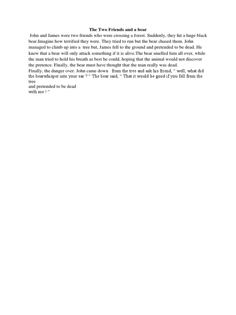 The Two Friends and A Bear | PDF