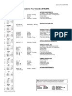 Academic Year Calendar 2018-2019: (10 Weeks + 4-Day Examination Period)