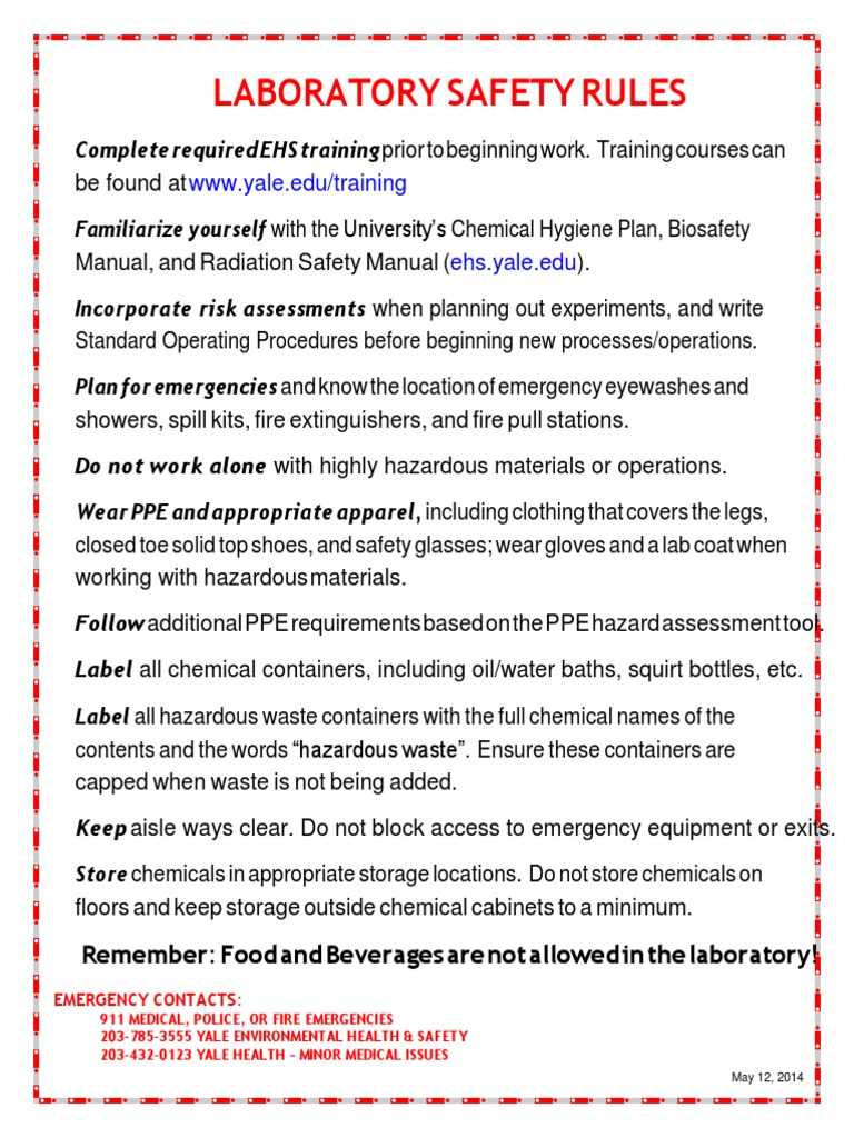 Laboratory Safety Guidelines at Yale | PDF | Laboratories | Personal ...