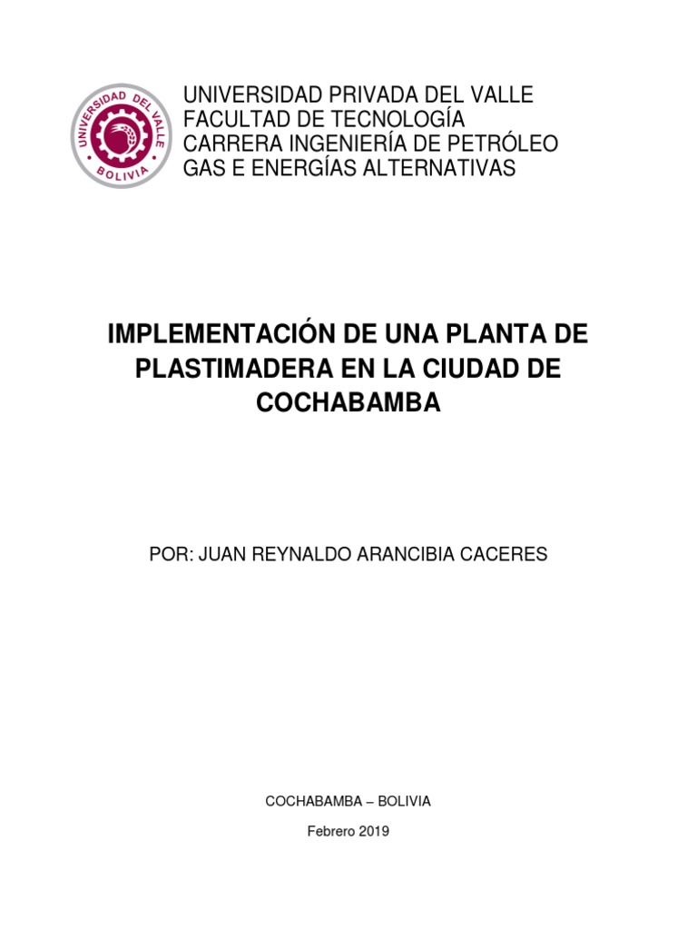 Proyecto de Planta de Plastimadera en Cochabamba | PDF | El plastico ...