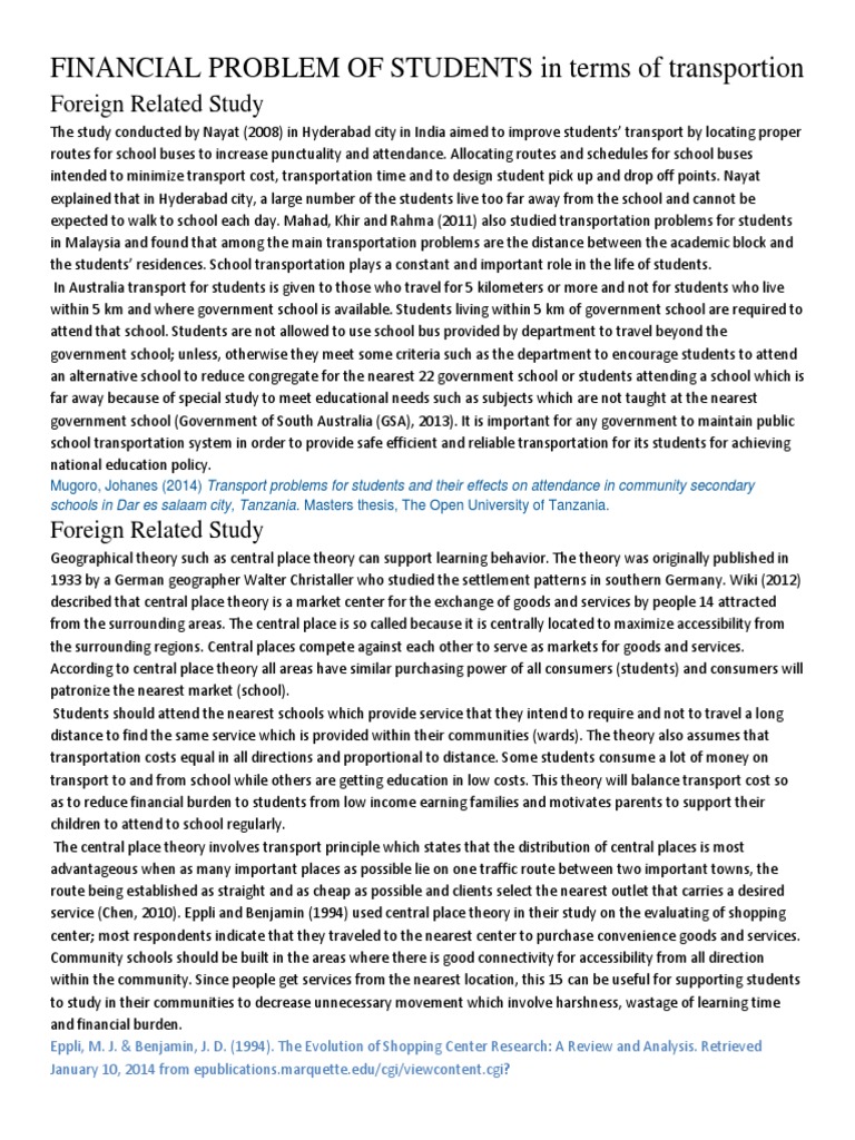 Transportation Financial Issues for Students | PDF | Economies | Business