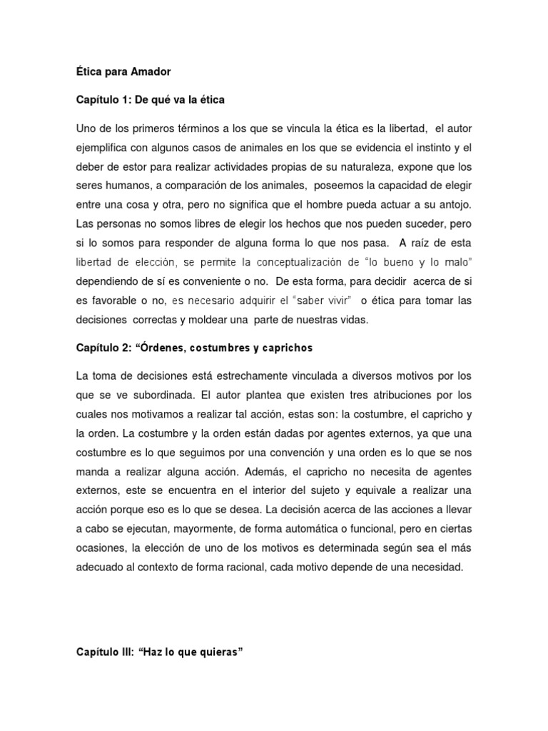 Ética para Amador Capítulo 1 De qué va la ética