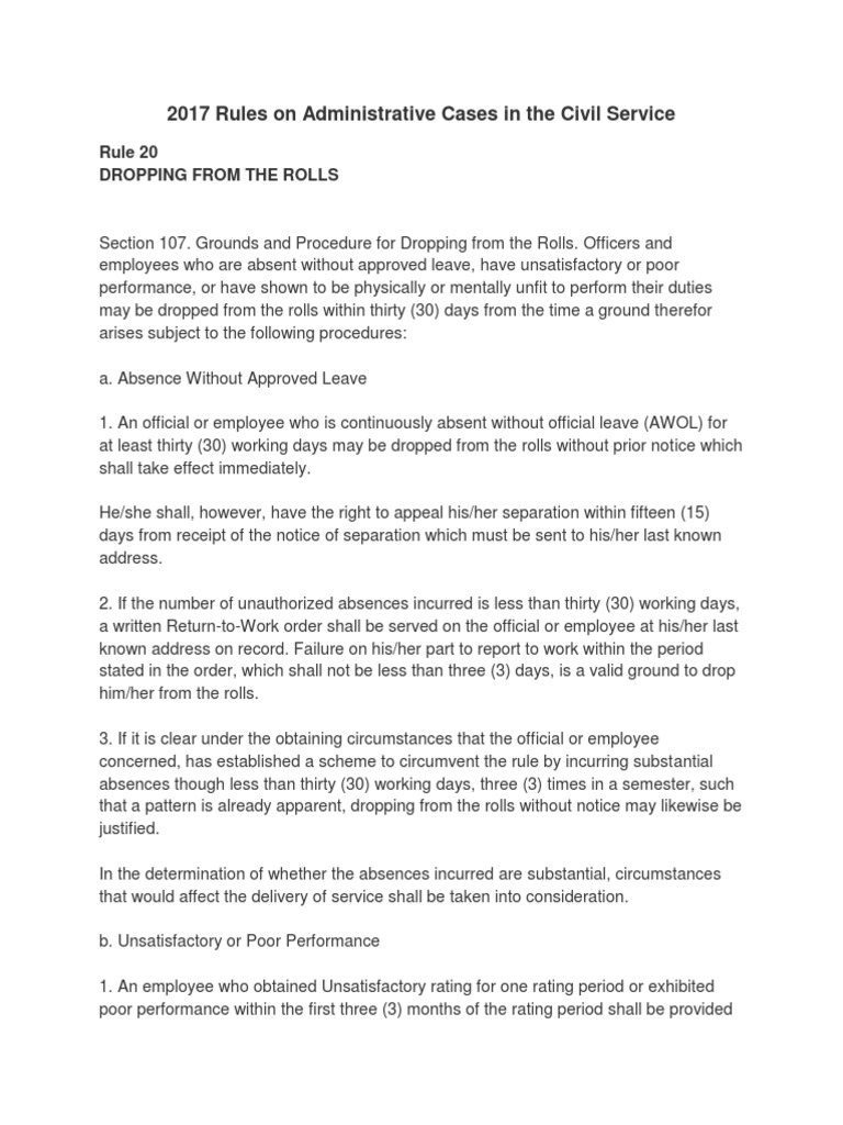 2017 Rules On Administrative Cases in The Civil Service PDF