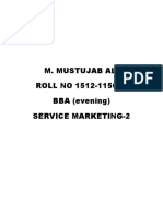 M. Mustujab Ali ROLL NO 1512-115015 BBA (Evening) Service Marketing-2