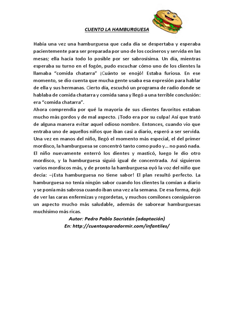 Cuento La Hamburguesa | PDF