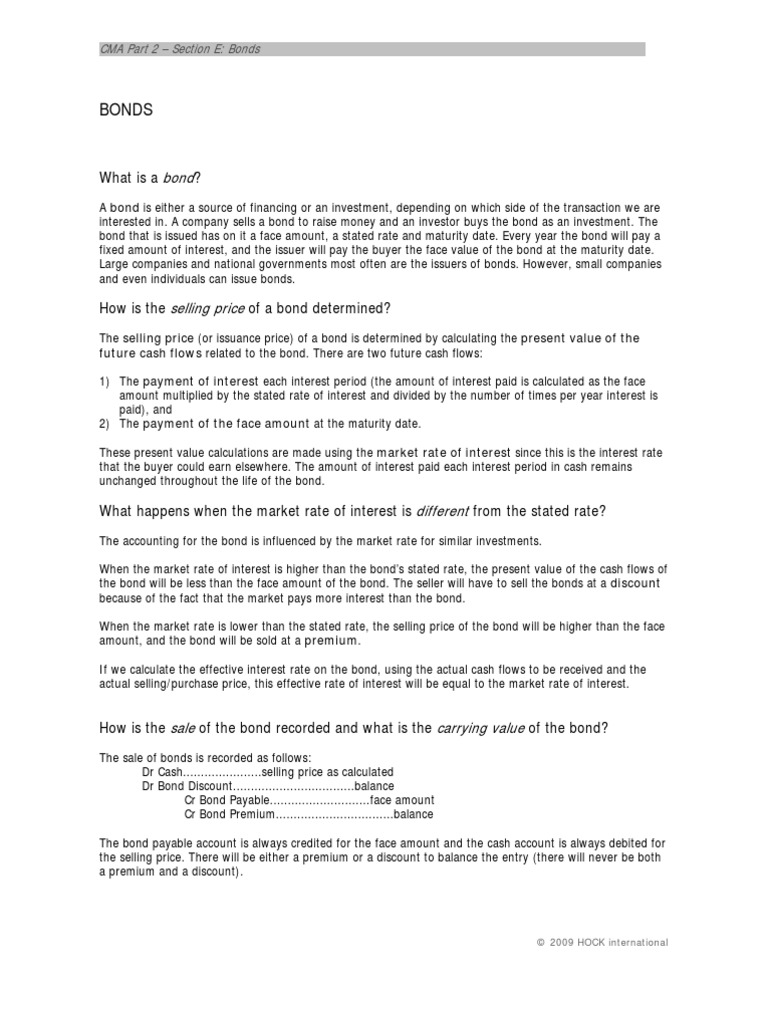 CMA Part 2 - Section E - Bonds | PDF | Bonds (Finance) | Discounting