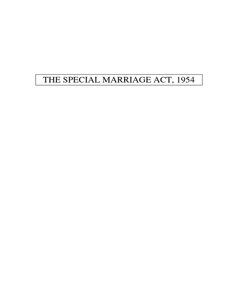 The Special Marriage Act PDF Annulment Marriage