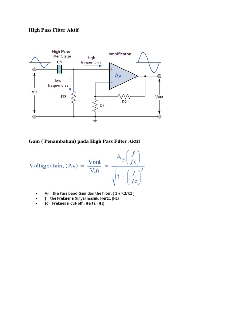 High Pass Filter Design and Gain | PDF