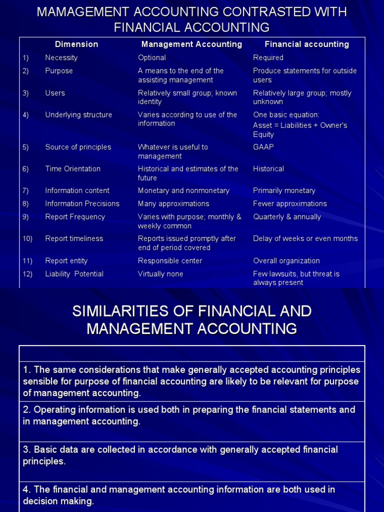 Management vs. Financial Accounting Guide | PDF | Business | Finance ...