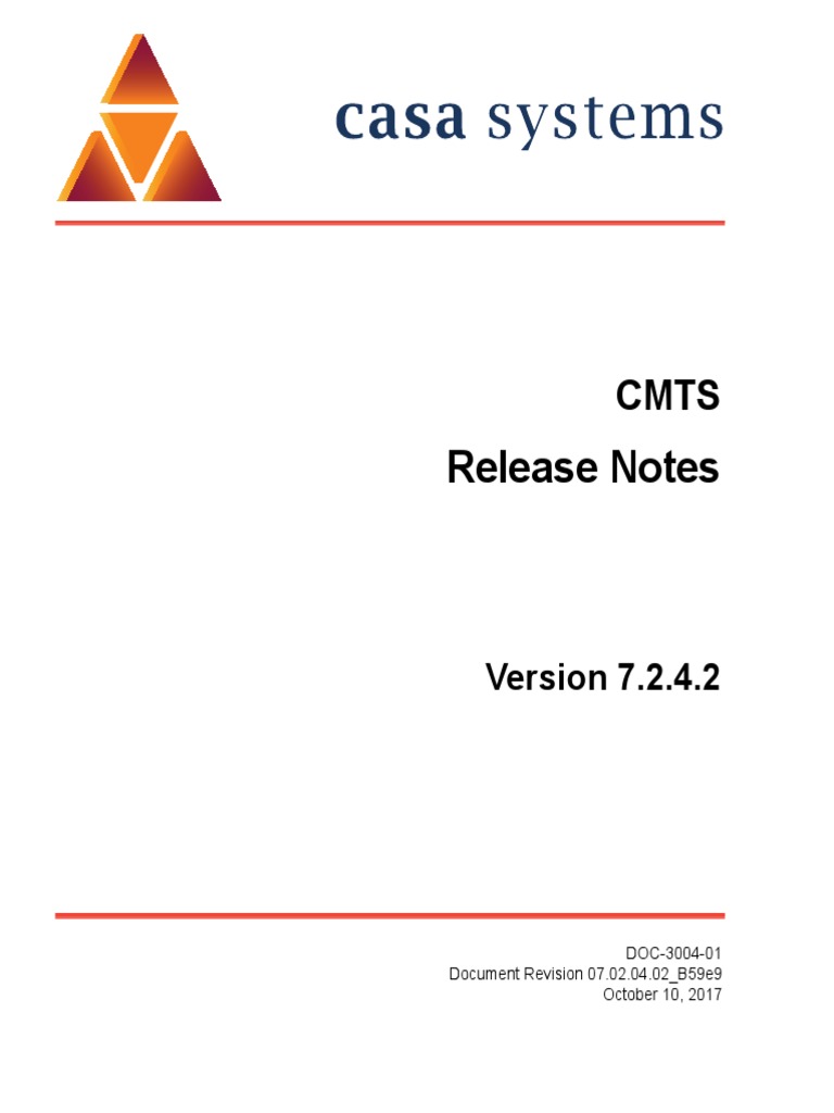 Release Notes: DOC-3004-01 Document Revision 07.02.04.02 - B59e9 ...