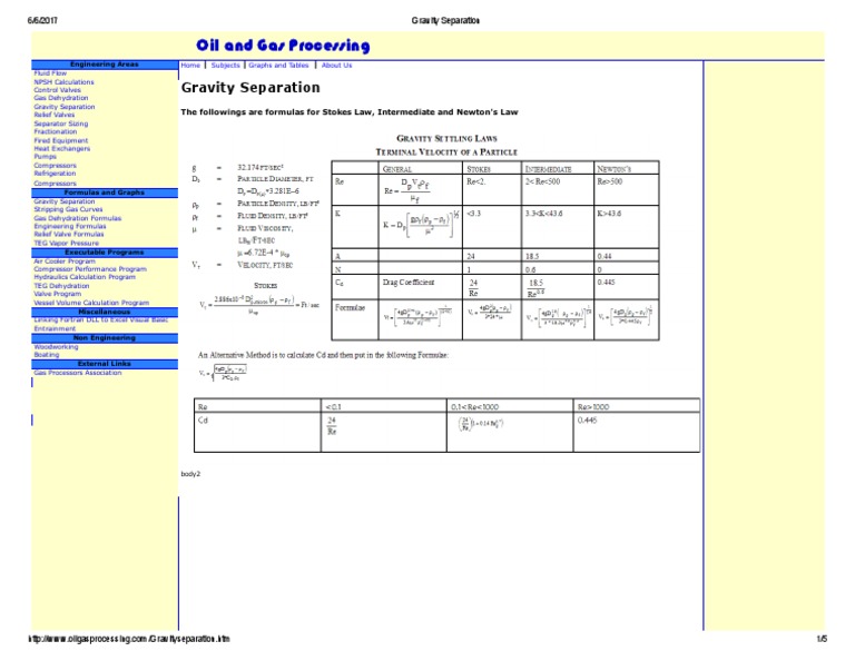 Oil and Gas Processing: Gravity Separation | PDF
