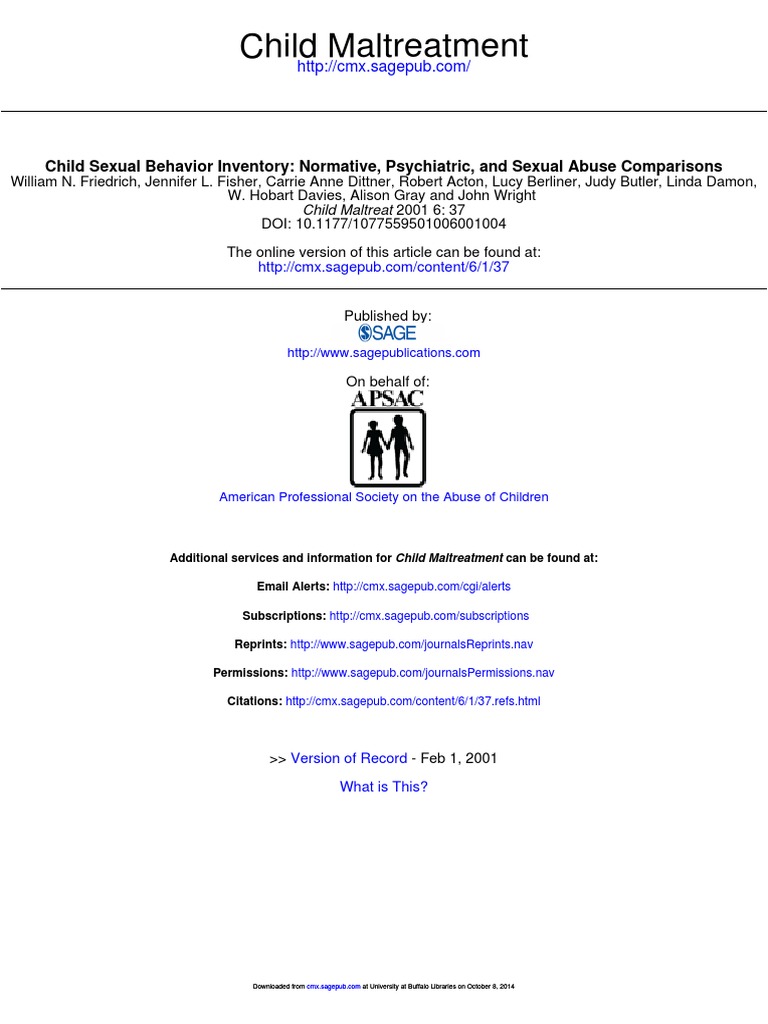 Child Sexual Behavior Inventory Analysis | PDF | Childhood | Aggression