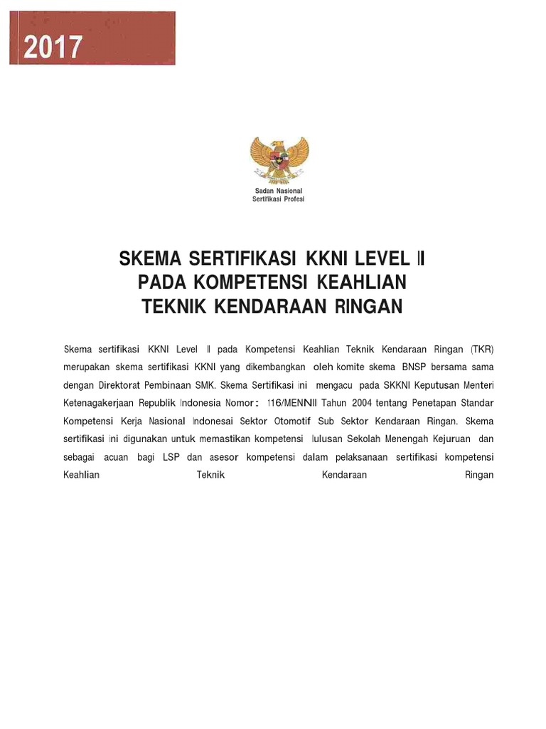 Skema Sertifikasi Kkni Level Ii 1 Pdf