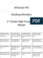 McGraw-Hill 1st Grade High Frequency Words List