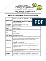 Activity Completion Report: Department of Education