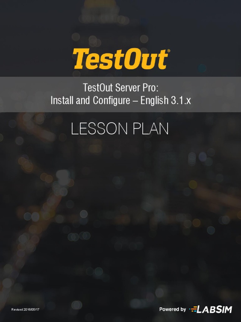 Lesson Plan Testout Server Pro Install and Configure English 3.1.X