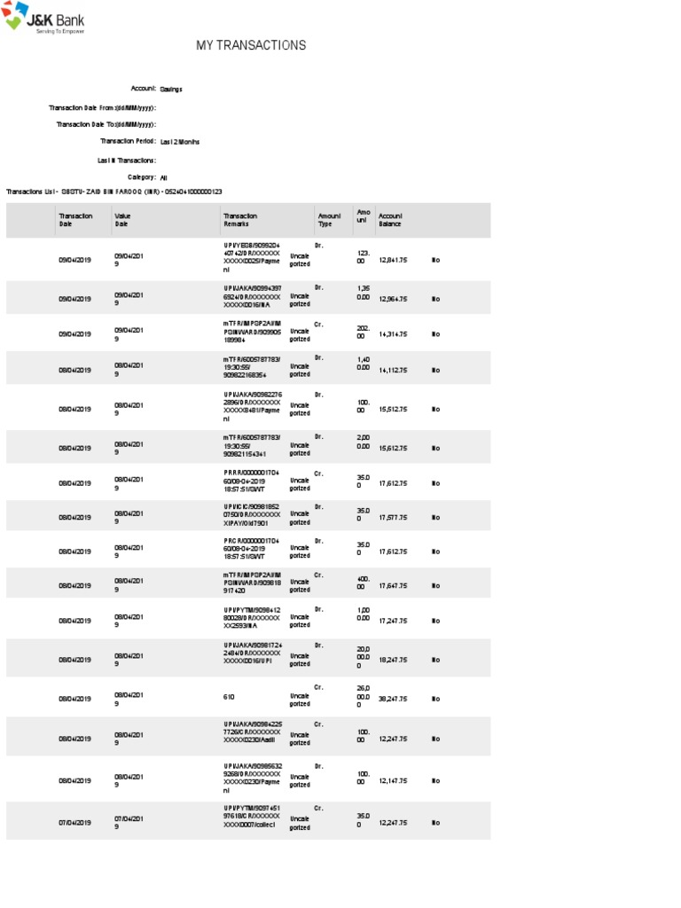 Savings Account Transaction History | PDF | Banking | Payments
