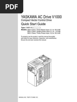Yaskawa V1000 CIMR VC Guide PDF | PDF | Power Supply | Electrical.