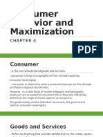 Consumer Behavior and Maximization Chapter 4 Summary