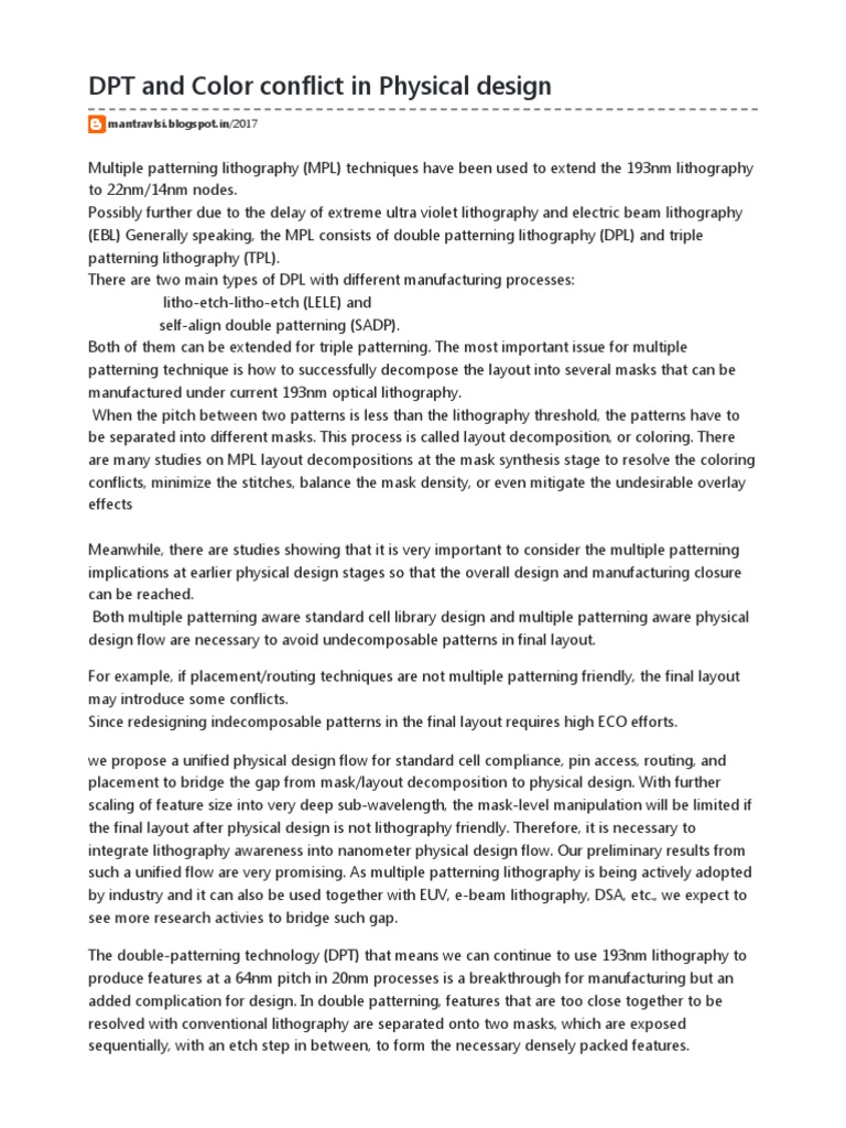 Integrating Multiple Patterning Lithography Considerations into ...