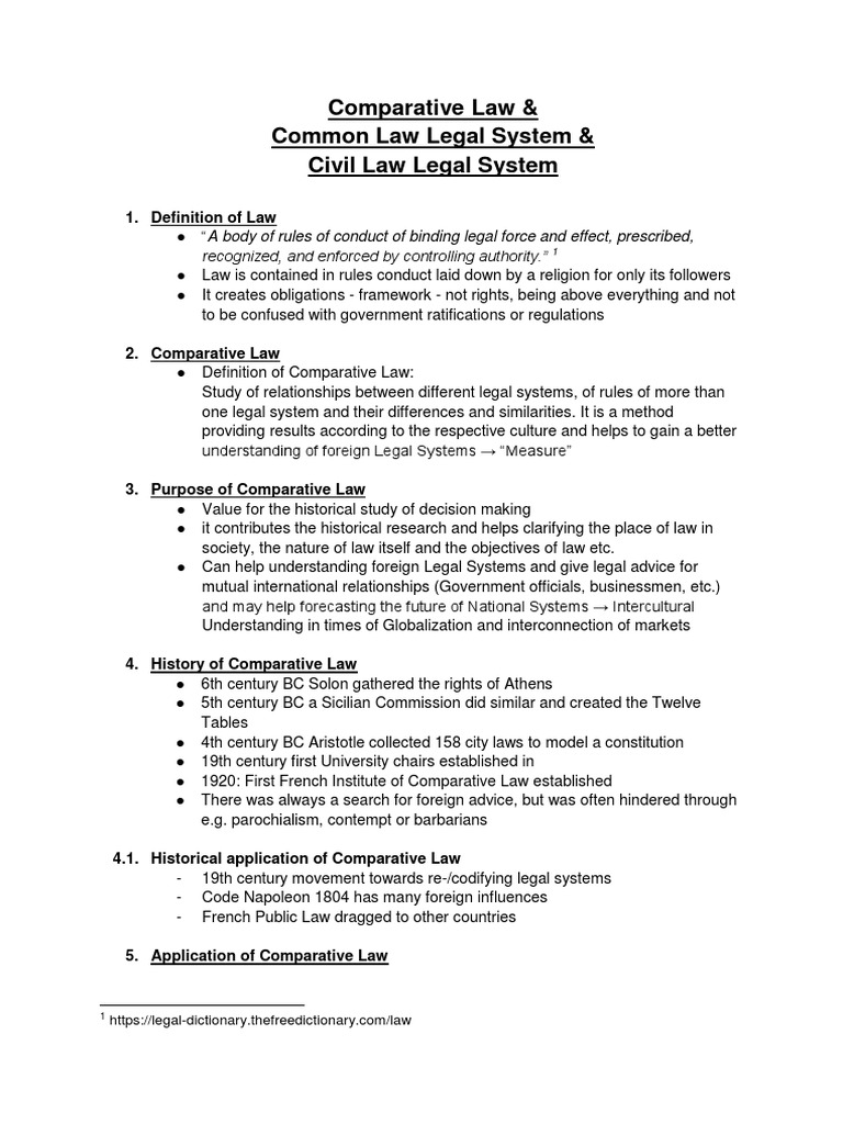 Comparative Law: Common vs Civil Systems | PDF | Precedent | Civil Law ...