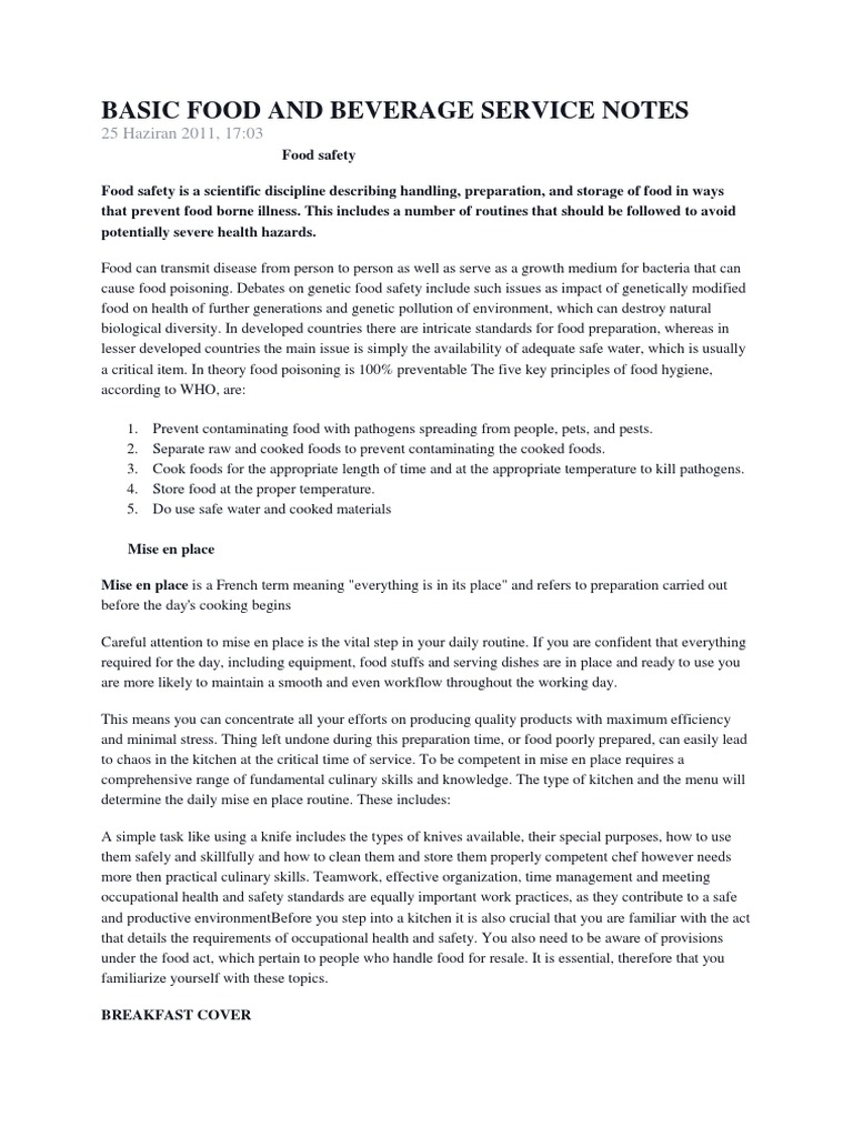 Basic Food And Beverage Service Notes 25 Haziran 2011, 1703