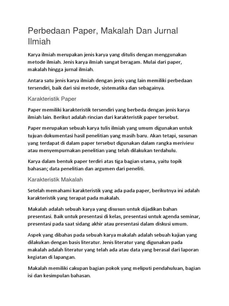 Perbedaan Paper Dan Jurnal