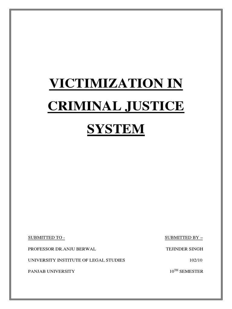 Victimization in Criminal Justice System PDF Victimology Prosecutor