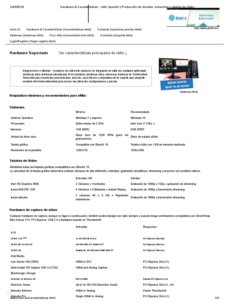 Hardware y Requisitos de vMix | PDF | Microsoft Windows | Hardware de ...