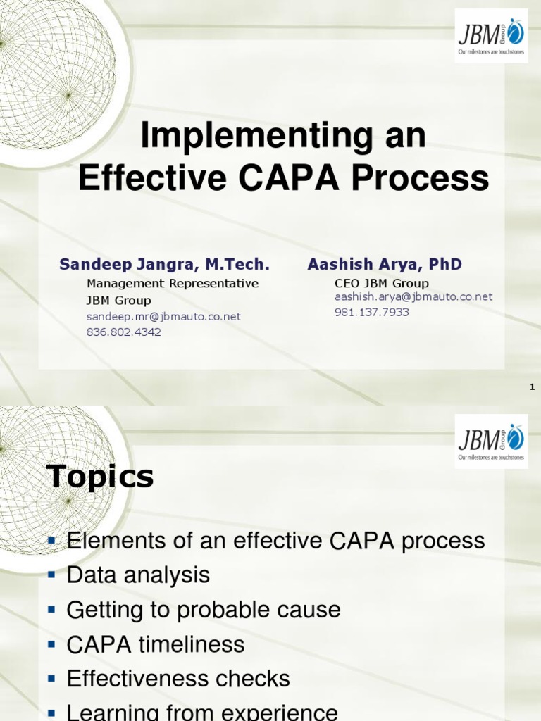 Effective CAPA Process Implementation | PDF | Risk Management | Audit