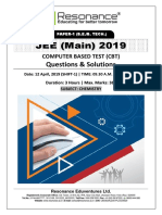 JEE Main 2019 Chemistry April Attempt Shift - 1 (12th April, 2019)