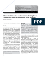 Mental Health Promotion As A Prevention and Healing Tool For Issues of Youth Suicide in Canadian Aboriginal Communities